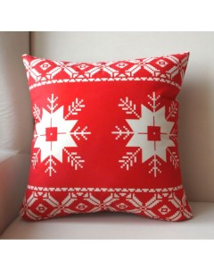 Подушка декоративная 40х40 Снежинки на красном велюр Zaberite