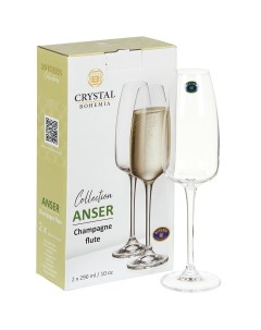 Бокал для шампанского 290 мл 2 шт Bohemia Anser 91L 1SF00 0 00000 290 264 Crystalite bohemia