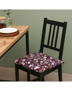 Сидушка на стул Цветы 40х40 см цв бордовый 100 полиэстер Этель