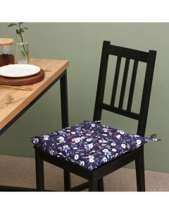Сидушка на стул Цветы 40х40 см цв синий 100 полиэстер Этель