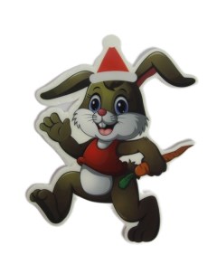 Новогодняя наклейка 15076 Кролик с морковкой 1шт Merry christmas