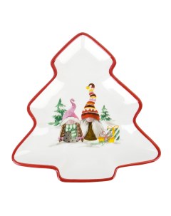 Блюдо сервировочное Рождественские гномы керамика 21х20х2 5 см N2521170 Dolomite