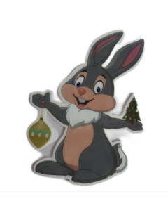 Новогодняя наклейка 15074 Кролик с новогодним шаром и ёлочкой 1шт Merry christmas