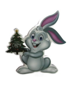 Новогодняя наклейка Кролик с ёлочкой 1шт Merry christmas