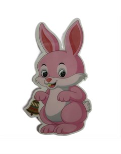 Новогодняя наклейка 15075 Розовый кролик с колокольчиком 1шт Merry christmas
