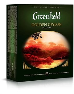 Чай в пакетиках ГРИНФИЛД Голден Цейлон 100 шт Golden Ceylon черный байховый Greenfield