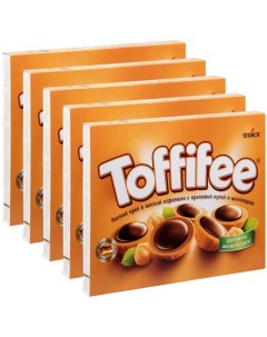 Конфеты шоколадные в коробке с лесным орехом в карамели с нугой и шоколадом 5 ш Toffifee
