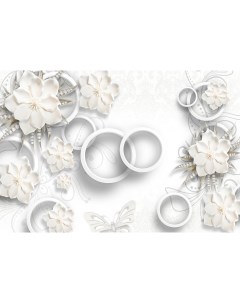 Фотообои Decor F коллекцияF 034 Белые цветы с кольцами 400х270 1 Divino