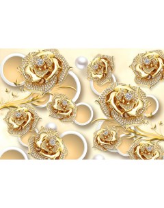 Фотообои Decor F коллекцияF 046 Золотые розы на объемном фоне 400х270 1 Divino