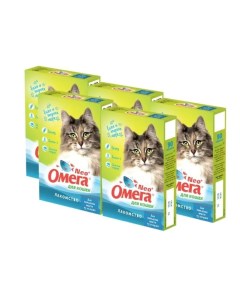 Лакомство для кошек для выведения шерсти 5шт по 90 таблеток Омега neo
