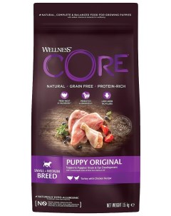 Сухой корм для щенков мелких и средних пород Core индейка 1 5 кг Wellness core