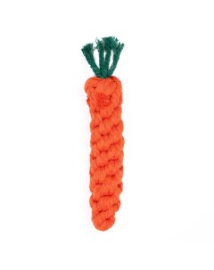 Игрушка для собак канатная Морковь до 18 см оранжевая зелёная Пижон