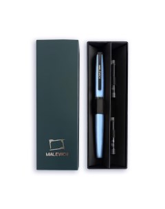 Ручка перьевая 196422 с конвертером и двумя картриджами перо EF 0 4 мм голубой Малевичъ