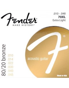 Струны для акустической гитары STRINGS NEW ACOUSTIC 70XL 80 20 BRNZ BALL END 10 48 Fender