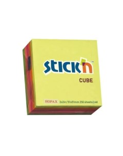 Стикеры Stick n Eco 51x51мм неоновые 5 цветов 250 л 48 уп Hopax