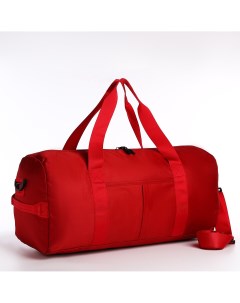 Сумка дорожная на молнии наружный карман держатель для чемодана длинный ремень цвет красный Nobrand