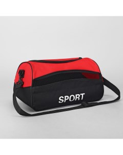 Сумка спортивная на молнии наружный карман длинный ремень цвет красный черный Nobrand
