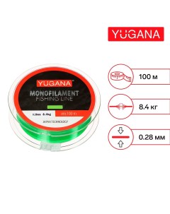 Леска монофильная диаметр 0 28 мм тест 8 4 кг 100 м зеленая Yugana