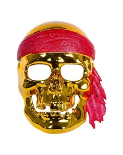 Маска череп в бандане золото с красным Кубера