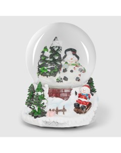 Сувенир музыкальный шар снеговик с музыкой от заводного механизма 1 песня Sinowish