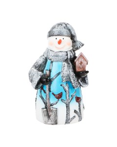 Декоративная новогодняя фигура Снеговичок со скворечником и птичкой Тпк полиформ
