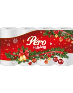 Бумага туалетная Holidays белая 3 слоя 8 рулонов Péro