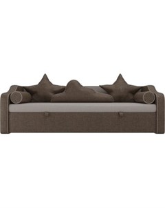 Детский диван кровать Рико рогожка бежевый коричневый Артмебель