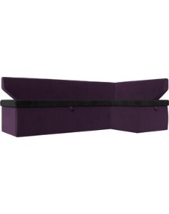 Кухонный угловой диван Омура велюр черный фиолетовый правый угол 113210 Лига диванов