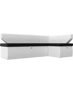 Кухонный угловой диван Омура экокожа черный белый правый угол 113238 Лига диванов