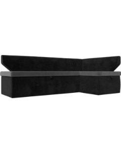 Кухонный угловой диван Омура велюр серый черный правый угол 113204 Лига диванов