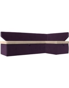 Кухонный угловой диван Омура велюр бежевый фиолетовый правый угол 113192 Лига диванов