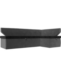 Кухонный угловой диван Омура велюр черный серый правый угол 113209 Лига диванов