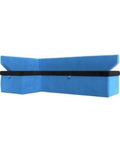 Кухонный угловой диван Омура велюр черный голубой левый угол 113208L Лига диванов