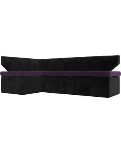Кухонный угловой диван Омура велюр фиолетовый черный левый угол 113206L Лига диванов