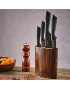 Подставка для ножей овальная Wood 16x7x16см Walmer