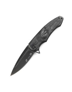 Нож 82 мм чёрный с медведем Stinger