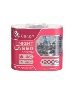 Лампа H4 12V 60 55W Night Laser Vision 200 Light компл 2 шт Clearlight