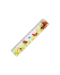 Линейка пластиковая 15 см Бабочки цветная печать с волнистым краем европодвес 210635 30 шт Пифагор