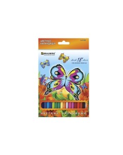 Карандаши цветные Wonderful butterfly 18 цветов заточенные картонная упаковка с блестками 180550 Brauberg