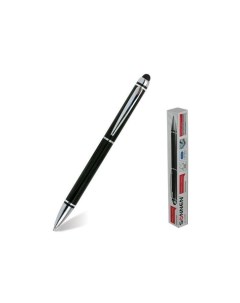 Ручка стилус для смартфонов планшетов СИНЯЯ корпус черный серебристые детали линия письма 1 мм 14158 Sonnen