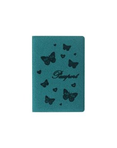 Обложка для паспорта бархатный полиуретан Бабочки мятно бирюзовая 237617 5 шт Staff