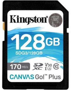 Карта памяти Canvas 128Gb Go Plus SDXC UHS I U3 V30 170 90 Mb s Kingston