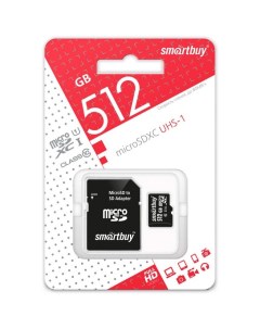 Карта памяти micro SDXC 512Gb Class 10 UHS I ADP Smartbuy