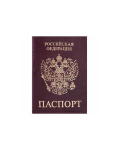 Обложка для паспорта экокожа ПАСПОРТ бордовая Staff