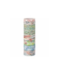 Клейкие WASHI ленты д декора Микс 1 15мм 3м 7цв рисовая бумага Остров сокровищ