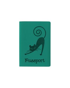 Обложка для паспорта мягкий полиуретан Кошка бирюзовая 237616 5 шт Staff