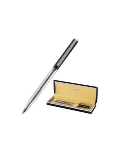 Ручка подарочная шариковая Landsberg корпус серебристый с черным хромированные детали пишущий узел 0 Галант