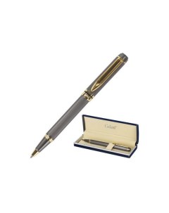 Ручка подарочная шариковая Dark Chrome корпус матовый хром золотистые детали пишущий узел 0 7 мм син Галант