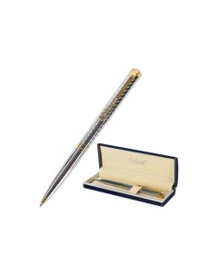Ручка подарочная шариковая Barendorf корпус серебристый с гравировкой золотистые детали пишущий узел Галант