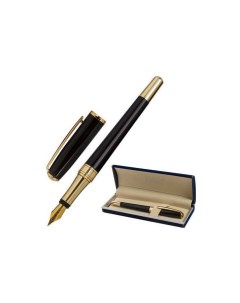 Ручка подарочная перьевая LUDUS корпус черный детали золотистые узел 0 8 мм 143529 Галант